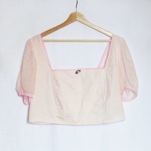 *SOLD VIA DEPOP* NWOT Dolls Kill Baby Pink Crop Top w/ Shirred Back (Plus) 2X
